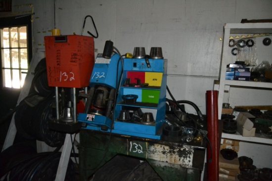 GATES AND DAYCO HYDRAULIC HOSE MACHINE W/ TOOLING & STEEL TABLE