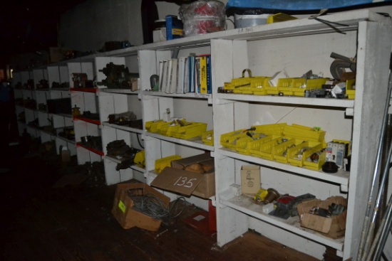 SHELF W/ NEW SPROCKETS, BEARINGS, PULLEYS, BUSHINGS W/CYLINDERS