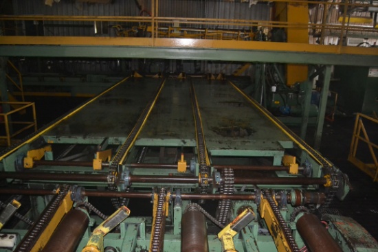 CORLEY 34' 4 STRAND TRANSFER DECK W/CANT CATCHER W/ #78 CHAIN W/HEAVY DUTY ELECTRIC DRIVE
