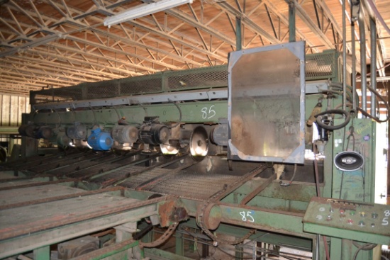 CORLEY 16' DROP SAW TRIMMER W/ 8 SAWS W/ 7.5HP MOTORS W/ BLOCK CONVEYOR W/ CONTROLS