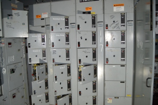 GE MCC PANEL W/ 1 SIZE 2 STARTER W/ 16-SIZE 1 STARTER W/ DISC