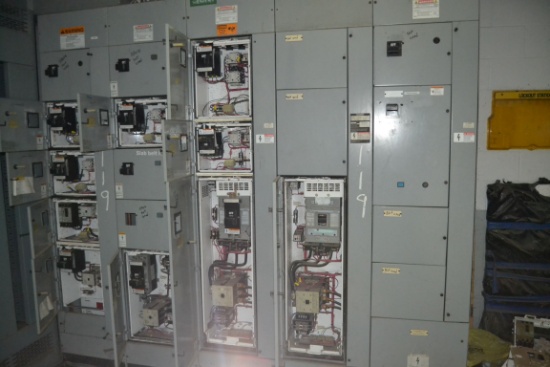 SIEMENS MCC PANEL W/ 2-150 HP STARTER W/ 5 SIZE 1 STARTER W/ 1 SIZE 2 STARTER W/ 1 SIZE 3 STARTER W/