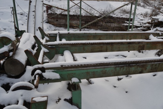 PRECISION 23' 3 STRAND HEAVEY DUTY LOG DECK W/ 3 ARM STOP & LOADER W/ DRIVE
