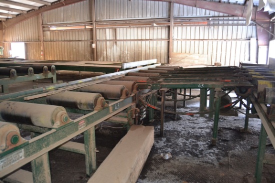 STENNER 30"X23' OUTFEED ROLLCASE W/ 8" ROLLS W/ 8' 5 STRAND POP UP TRANSFER W/ DRIVE