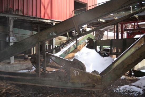 70' INCLINE ALL STEEL WASTE CONVEYOR W/ 110 LADDER BACK CHAIN W/ DRIVE
