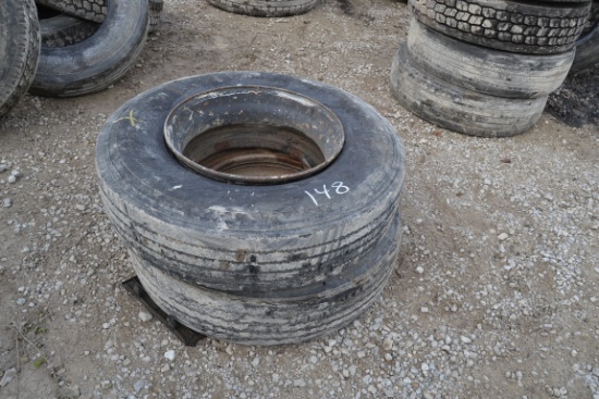 (2) 11R 22.5 TIRES ON WHEELS