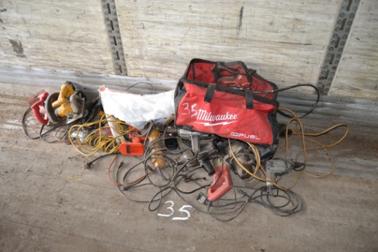 LOT OF DRILLS, SIDE GRINDERS & SKIL SAWS