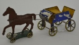 European Horse Pulling Carriage Tin Toy