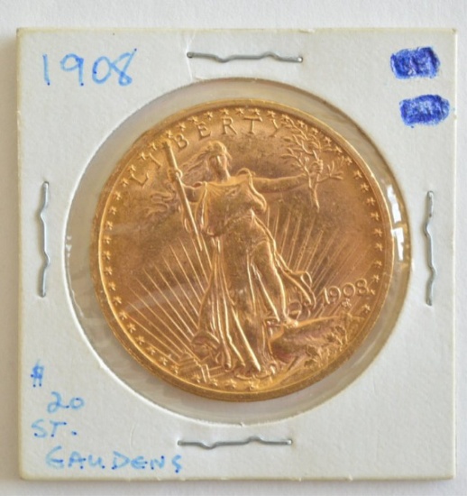 1908 $20 Saint-Gaudens Double Eagle Gold Coin