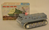 Tin Litho Gyro Action Anti-Aircraft Tank In Box