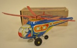 J. Chein Tin Litho Mechanical Helicopter In Box