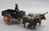 Cast Iron Oxen Cart Wagon w/Driver -Hubley?