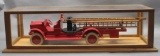 Kelmet White Ladder  Fire Truck in Display Case