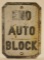 Cast Iron Stop Auto Block Railroad Sign