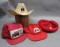 Lot of 4 IH Hats- Corduroy, Straw- Red