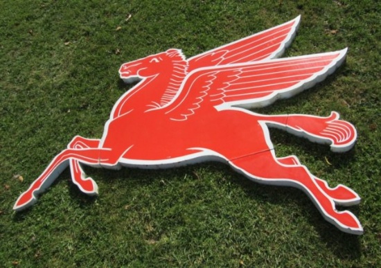 Left Facing Mobil Pegasus Porcelain Diecut Sign