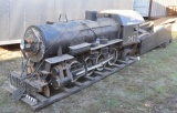 Folk Art Gas Powered Wood Train Engine and Tender