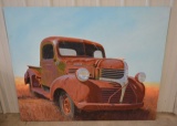 Vintage Dodge Pick Up Truck Painting On Canvas