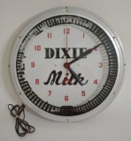 Vintage Dixie Milk Neon Advertising Clock