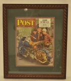 Framed 1951 Harley Davidson Saturday Evening Post