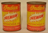 Lot Of Vintage Indian Motorcycle Premium Oil Cans
