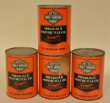 Lot Of Four Harley Davidson 1 Quart Motor Oil Cans