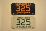 1955 & 1956 Illinois Motorcycle License Plates