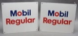 Lot of 2 Mobil Regular gas PPP Pump Plate Signs