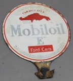 Mobiloil E Lubester Porc. Paddle Sign Ford Cars