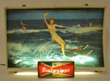 Vintage Budweiser Skiing Lighting Advertising Sign