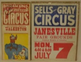 Lot Of Sells And Gray & Birnam Bros Circus Posters
