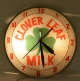 Clover Leaf Milk Lighted Advertising Clock