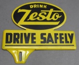 Drink Zesto Drive Safely License Plate Topper Sign