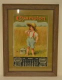 1906 Champion Machines Framed Advertising Calendar