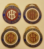 (4) IH McCormick-Deering Enameled Watch Fobs