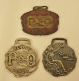 (3) P & O Canton Plow Watch Fobs