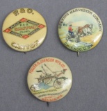 Lot of 3 Early Implement Advertising Pins- IH, Can