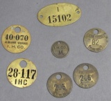 Lot of Brass IH Tool Check Tags- Various