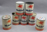 Lot of 7 Mobiloil Motor Oil Qt Cans- Arcti, AF Top