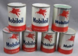 Lot of 7 Mobiloil Qt Cans- Grey Band/Red Band Aero