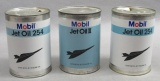 Lot of 3 Mobil Jet Oil II Qt Oil Cans