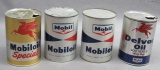 Lot of 4 Mobiloil Qt Oil Cans- Delvac, Special