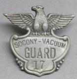 Socony Vacuum Guard Badge w/ Eagle -Screw post