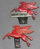 Lot of 2 Flying Horse Mobil License Plate toppers