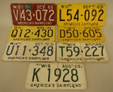 Lot Of 7 Vintage Wisconsin License Plate Sets