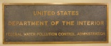 Bronze US Dept. Of Interior Water Polution Plaque