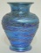 Durand Threaded Blue Iridescent Art Glass Vase