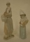 Pair Of Lladro Girl With Rooster Figurines