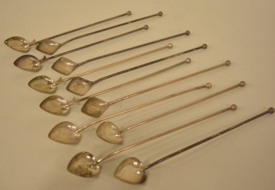 Set Of 12 Sterling Silver Ice Tea Spoons