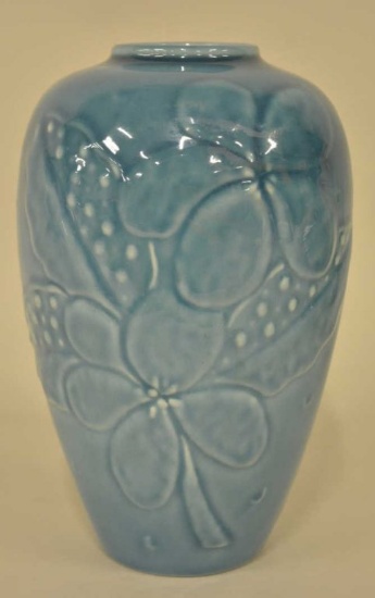 1946 Rookwood Blue Tropical Flowers Pottery Vase